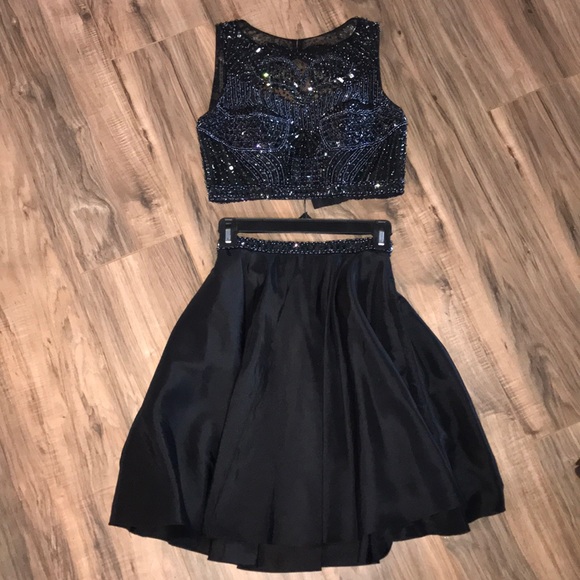 Milano Formals Dresses & Skirts - Black Sparkle Two-Piece Semi Dress